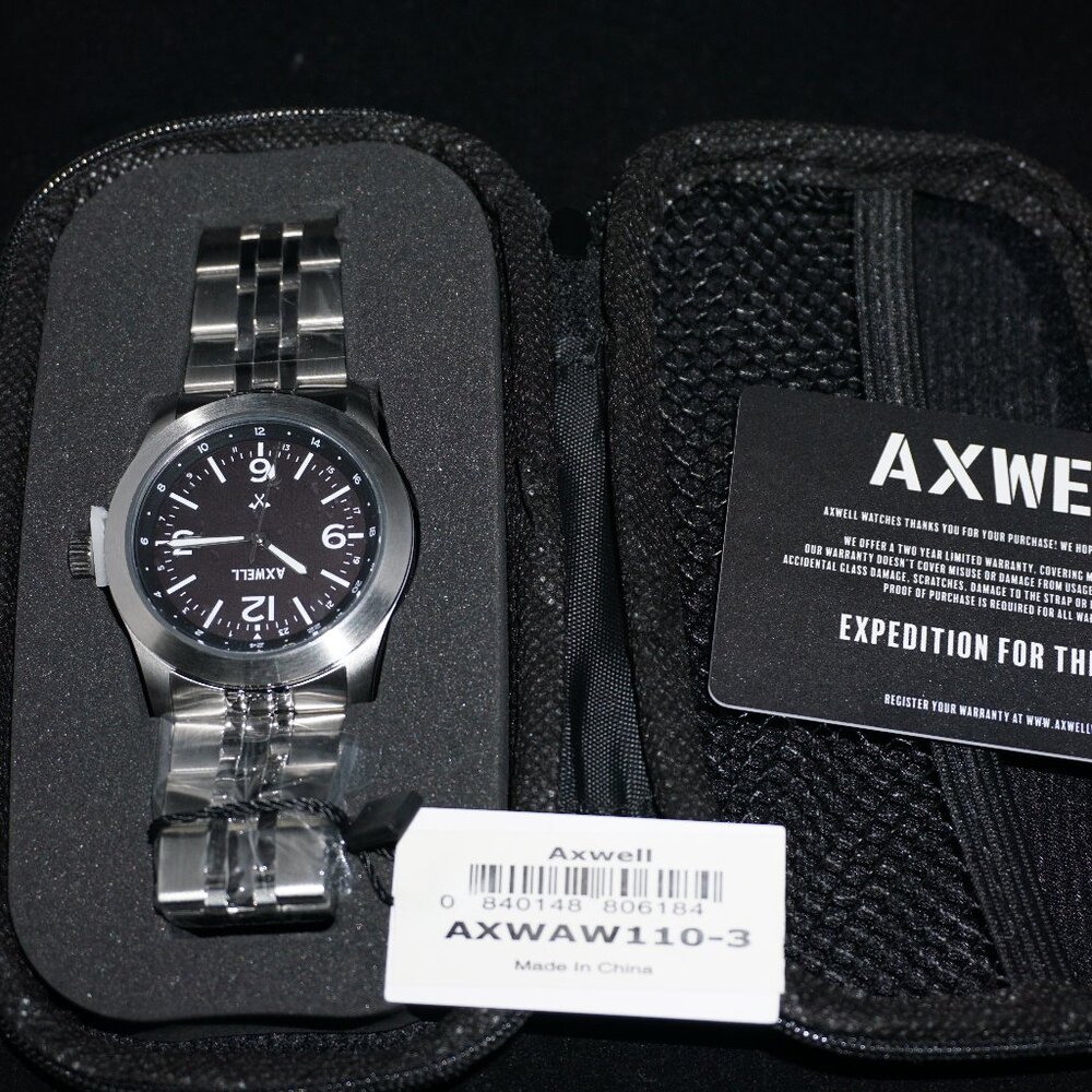 Axwell Silver Metal Band with Black Face